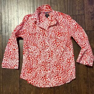 Talbots Red and White Floral Blouse